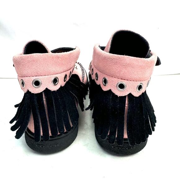 Coach Roccasin Pink Suede Fringe Sneakers Shoes Size 7 - Picture 5 of 11